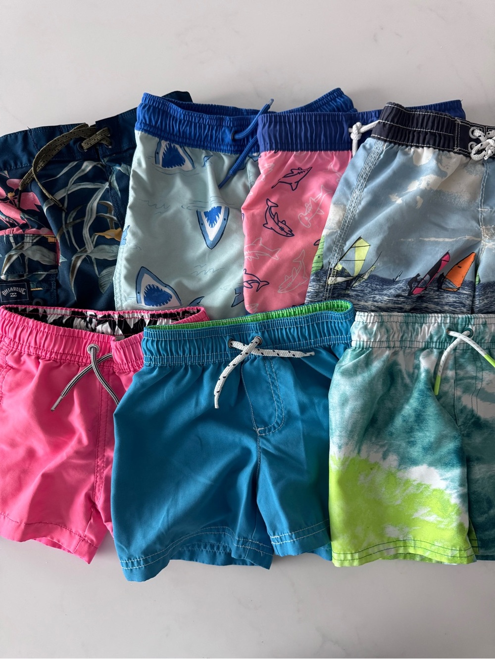 2T Boys Swim Bundle • Variety of 7 swim trunks and 2 sun shirts